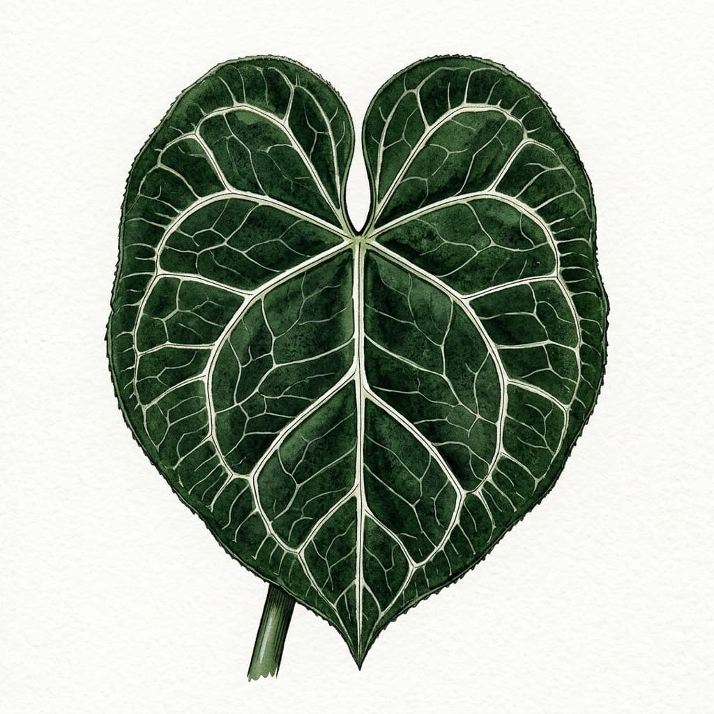 Velvet Cardboard Anthurium stylized watercolor botanical illustration