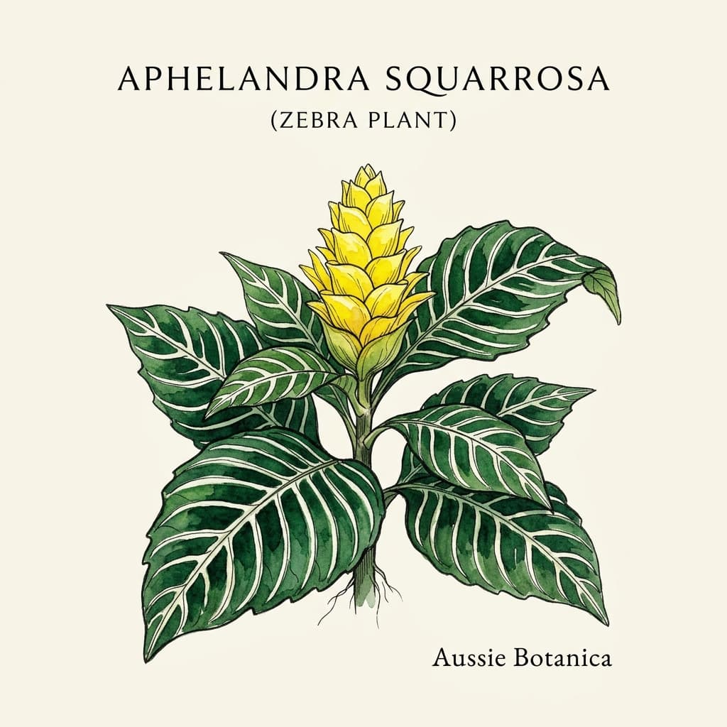 Zebra Plant stylized watercolor botanical illustration