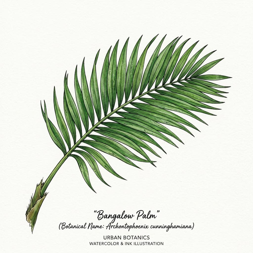 Bangalow Palm stylized watercolor botanical illustration