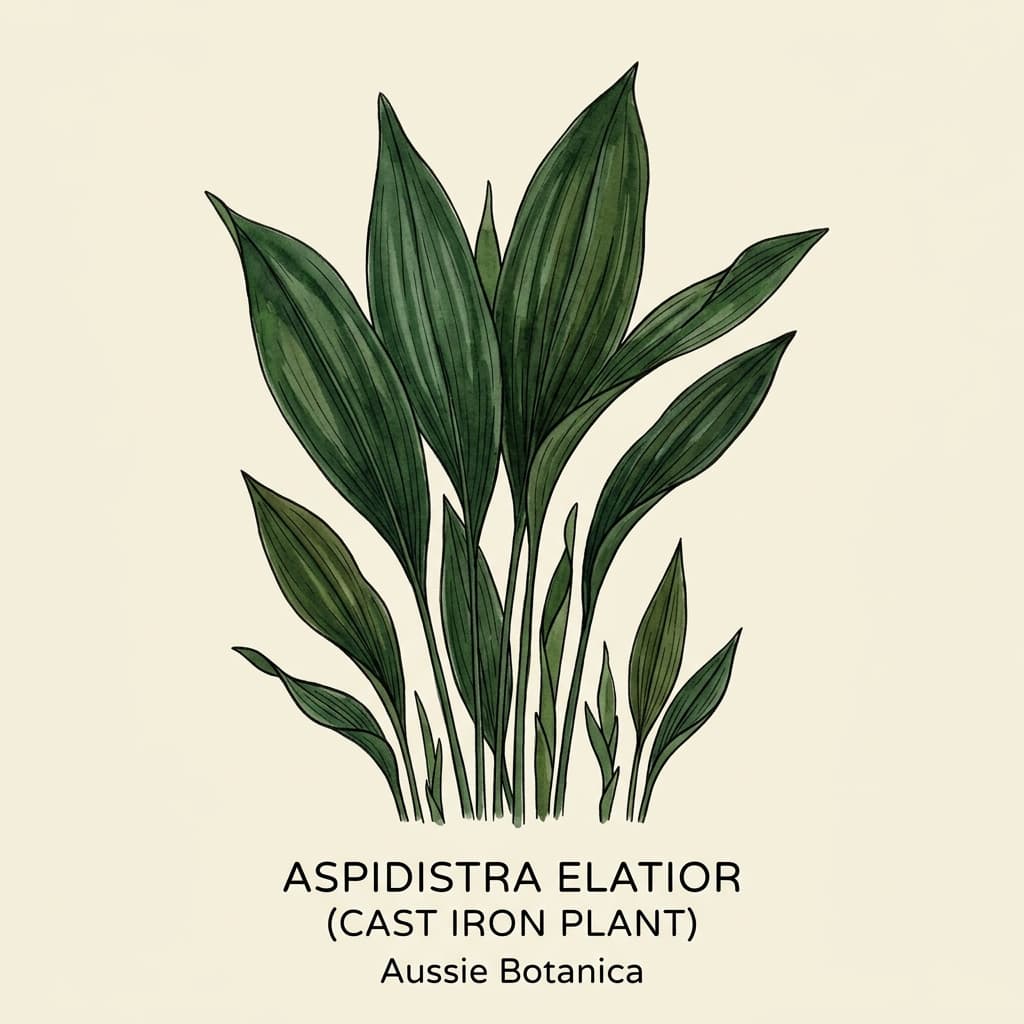 Cast Iron Plant stylized watercolor botanical illustration
