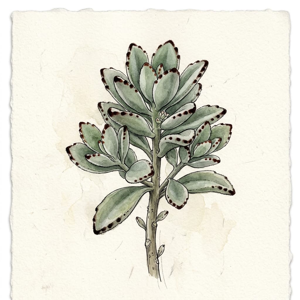 Panda Plant stylized watercolor botanical illustration