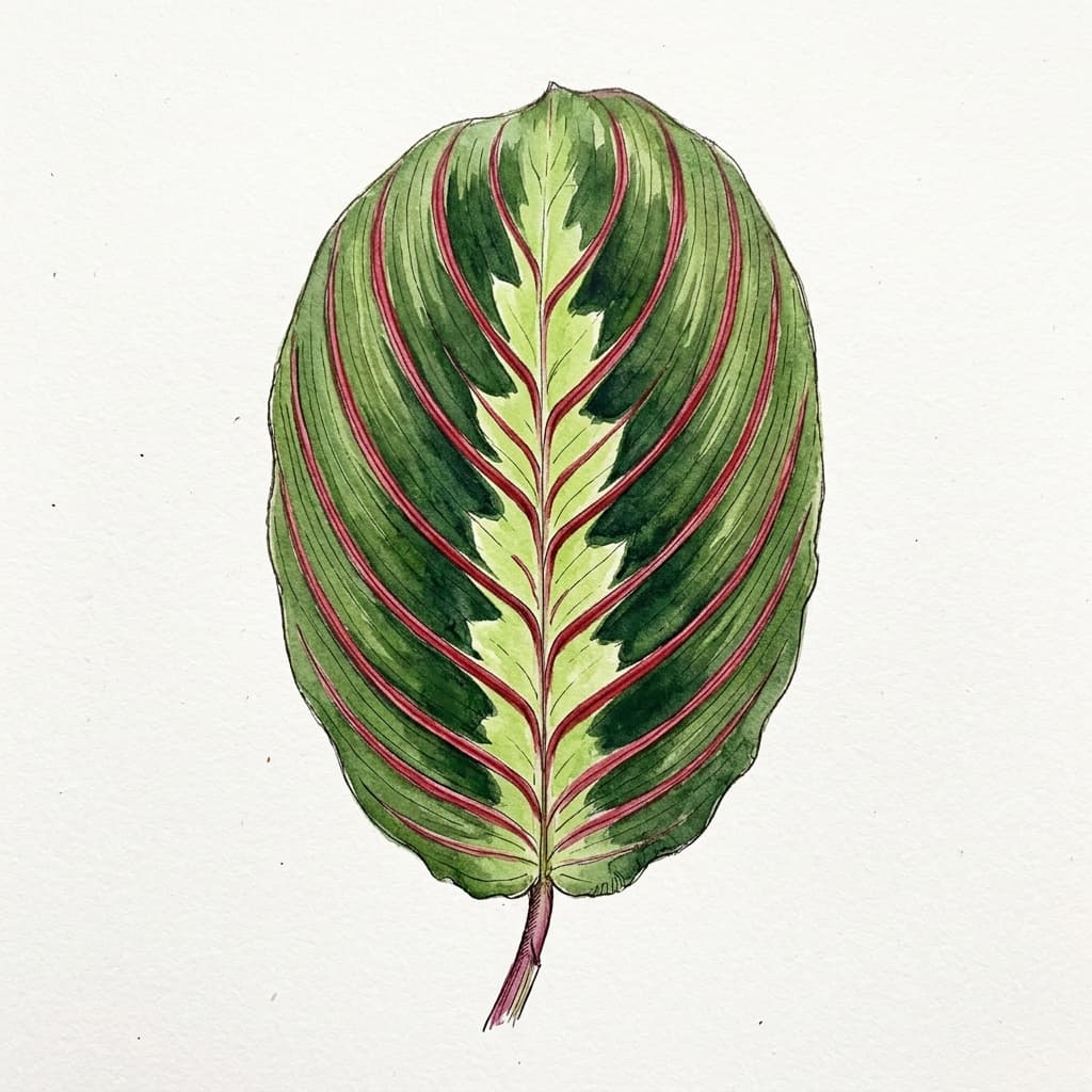 Prayer Plant stylized watercolor botanical illustration