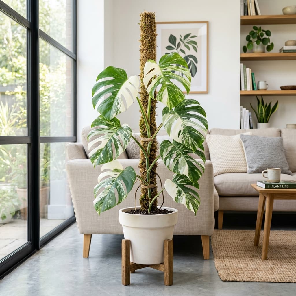 Albo Variegated Monstera in a realistic interior/exterior setting