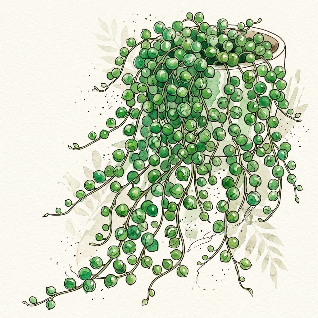 String of Pearls stylized watercolor botanical illustration